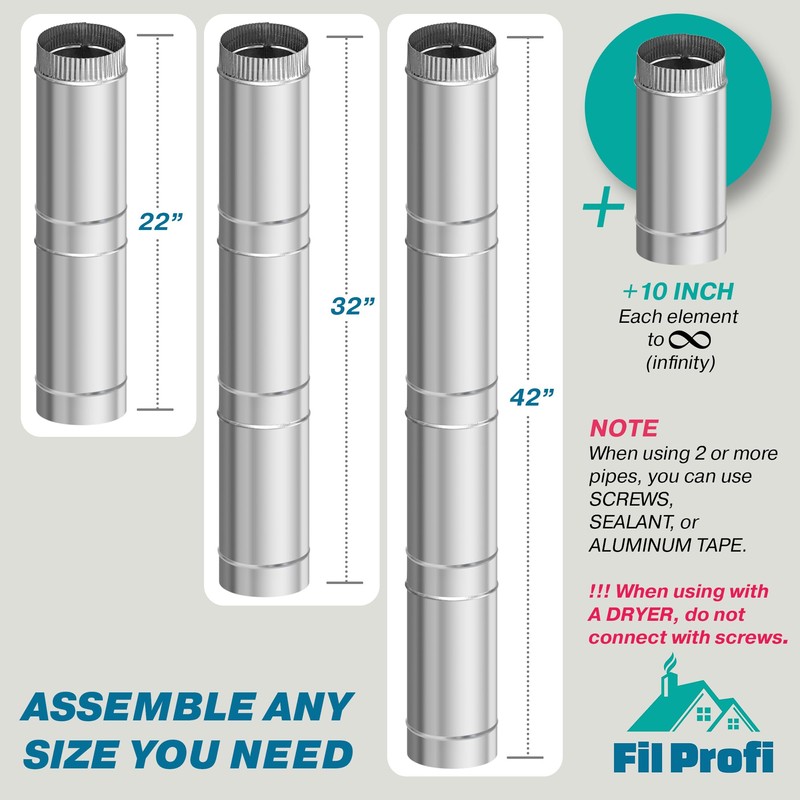 4 Inch-length 12 inch. Galvanized Steel. Round Dryer Duct. Bathroom