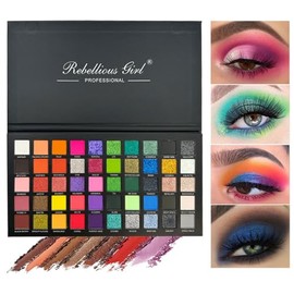 Paleta De Sombras De Ojos Con Brillo De 50 Colores, Sombras Naturales Mate Altamente Pigmentadas, Paleta De Maquillaje Con Brillo, Larga Duración,... 