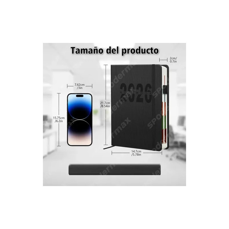 Agenda Diaria 2026 A5 Pasta Dura 320 Hojas Personalizable