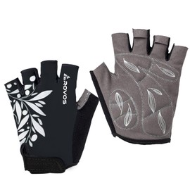 ROVOS Cycling Gloves for Men & Women - 5MM Anti-Slip Shock-Absorbing Gel Pad, Lightweight & Breathable Half Finger Design for Mountain Cycling, Gym, Motorcycle, Outdoor Sports Black XL