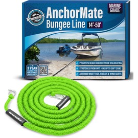 WAVESRX AnchorMate Bungee Line | Boat Bungee Dock Lines for Boats, PWCs & Kayaks | Absorbs Shock from Swells & Wind, Prevents Anchor Dislodging | Perfect for Anchoring, Mooring & Tethering