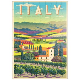 MyPuzzle Romantic Rural Landscape, Italy, Art Deco Style Vintage Poster, Illustration - Premium 100 Piece Puzzle - MyPuzzle Special Collection by Puzzle Galaxy