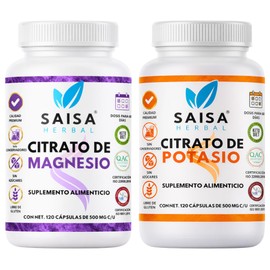 Citrato de Magnesio y Citrato de Potasio con 120 cápsulas cu de 500 mg.                                                                               