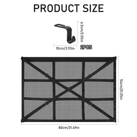 TOPJOWGA Car Luggage Net, Car Roof Luggage Net with 2 Hooks, Car Blanket Roof Storage Net, Universal Mesh Bag, Car Luggage Net Storage for Four Roof Armrests, SUV, Jeep, Van
