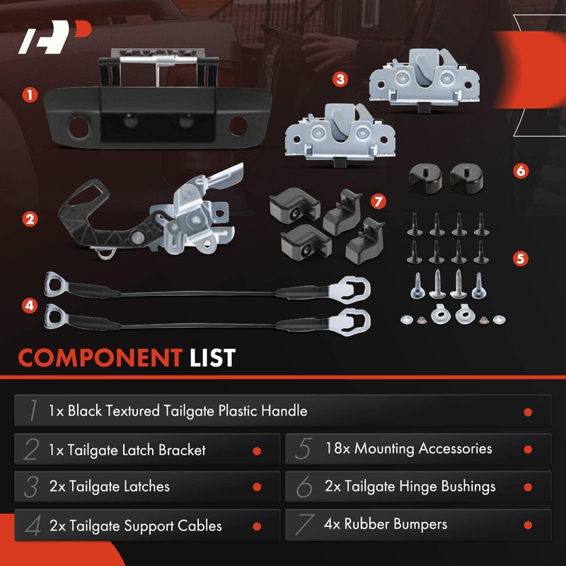 A-Premium 30-PC Tailgate Rebuild Kit Compatible with Ram 1500/2500/3500, 2013