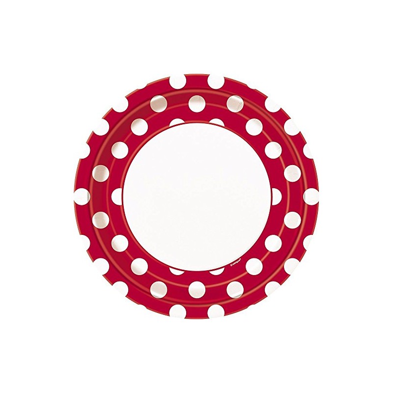 Unique Party 37495 - 23cm Red Polka Dot Party Plates,