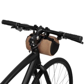 Oso Supply Co - Bike Handlebar Bag – Waxed Canvas Exterior with Quick-Access Waterproof Zipper, Side Mesh Pockets and Spacious Storage – Ideal for Cycling, Commuting and Adventure Rides (Brown)