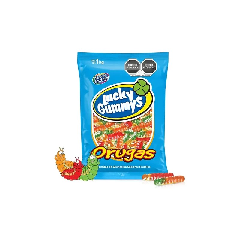 Lucky Gummys Orugas Gomitas De Frutas Dulces 1kg