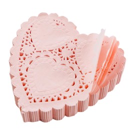 250 Pcs 4 Inch Heart Paper Doilies Valentine Doilies Lace Doilies Paper for Crafts, Valentine’s Day and Wedding Decorations (Pink)