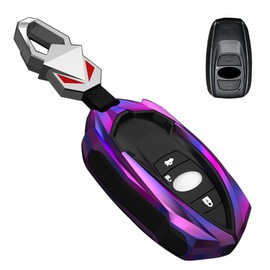 LETINGFAR Key Case for Subaru Smart Key Case Key Cover Alloy 3 Button Key Holder for Subaru G4 WRX S4 STI XV Outback Forester BRZ, red purple