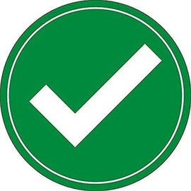 NMC ISO473AP Green Check Mark Label, Sticker/Decal, 4 X 4 X 0.005, Pressure Sensitive Vinyl .0045 Pack of 5