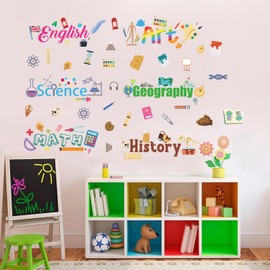 TOARTi Back to School Bulletin Board Decorations Colorful Learning Wall Sticker Classroom Educational Subjects Wall Decals Math Art History English Science Geography Stickers Class Subject Decals