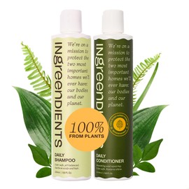 Ingreendients Vegan Shampoo and Conditioner Sulfate Free with Organic Ingredients, Apple Cider Vinegar and Tea Tree Oil - Color Safe, Paraben Free, Gluten Free, Silicone Free, pH Balanced