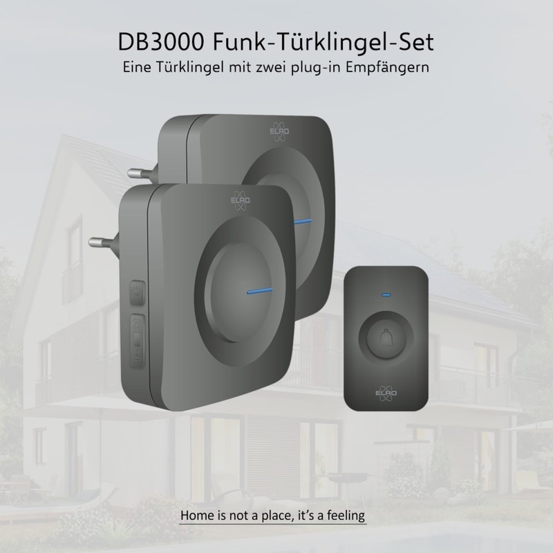 ELRO DB3000 Wireless Doorbell Set, 2 x Receivers for Socket,