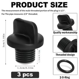 IONPSHG 3Pcs R0446000 Drain Plug with 3 O-Rings, Heavy Duty Pool Pump Pipe Gasket & Spa Heater Drain Replacement Parts, Compatible with Zodiac Jandy Filter Pumps & Polaris