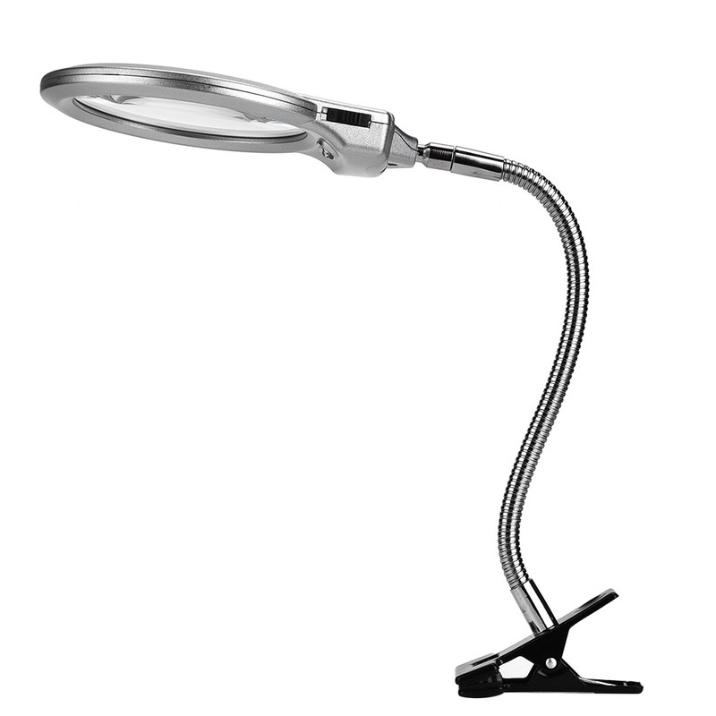 Desk Clip Clamp Flexible Magnifier Adjustable LED Magnifying Glass Jewelry