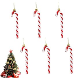 6 PCS Candy Cane Christmas Decorations, Candy Cane Decorations, Twisted Hanging Ornament Candy Cane Xmas Tree Decorations, Red Christmas Decorations for New Years Holiday Party Gift