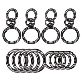 sourcing map 4 Pcs Metal Swivel Clasps Key Chain O Ring Keyrings Round Spring Snap Keychain Hook Clip for Chains Extender DIY Handicrafts Keys Lanyards Jewelry Findings, Gun Black