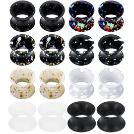 Goerhsjie Silicone Ear Gauges Tunnels Plugs for Ears Women Men Size 4mm 6G 6 Gauge Earrings Black Invisible Plastic Rubber Stretching Kit Double Gage Retainer Starter Stretchers Expander