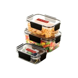 HAZEL Plastic Rectangle Airtight Leak Proof Microwave Safe Container Dabba, Set of 3