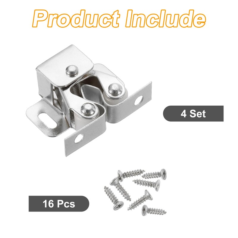sourcing map 4Pcs Cabinet Latch Double Roller Catch, Lock Stop