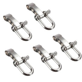 Sprießen 5 Piece Stainless Steel D U-Shaped Steel Buckle Adjustable Shackle 5 mm with Outdoor Survival Rope Bracelet Paracord, silver