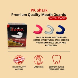 Pk Shark Adult Mouth Guard Mixed Colors for All Kinds of School and Professional Sports (6 Pack - Pink, White, Blue, Red, Black, Transparent Senior Age 13+)