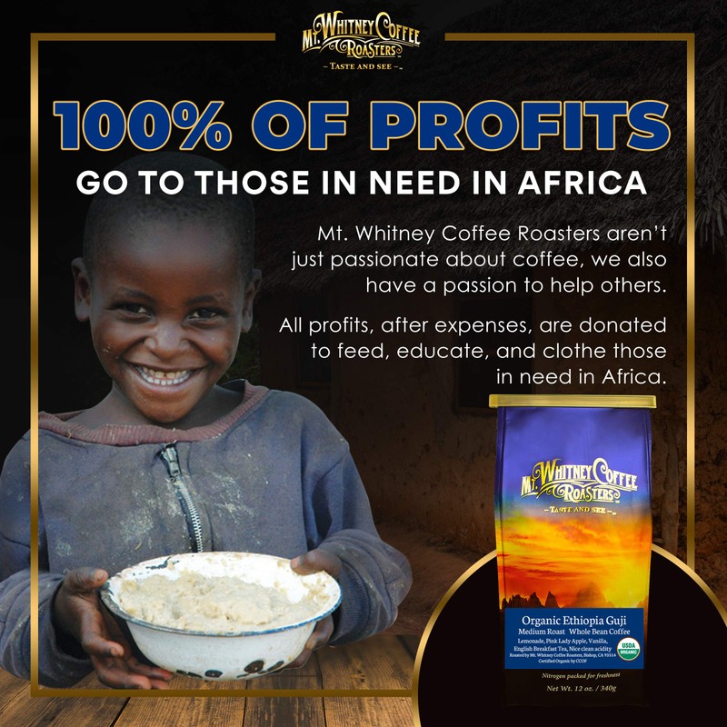 Mt. Whitney Organic Ethiopia Guji Coffee (Whole Bean, 12 Oz)