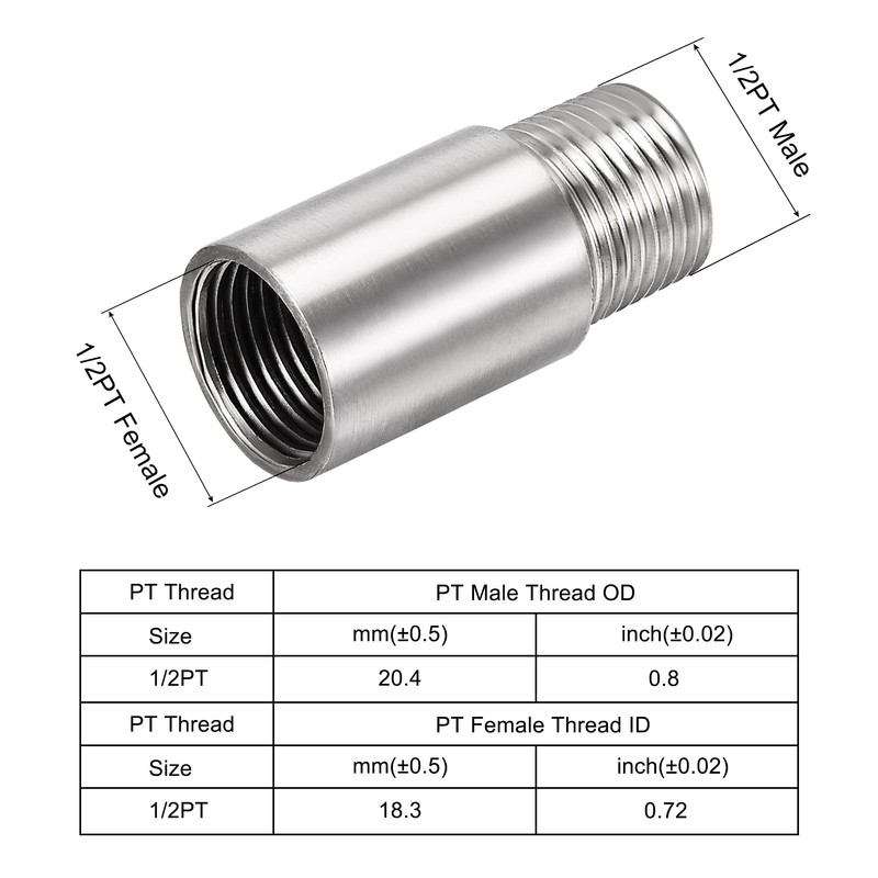 sourcing map Shower Head Extension Arm Stainless Steel 1/2PT Male