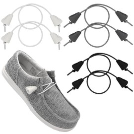 UamGlsob 3 Pairs Elastic Shoe Laces for Shoes, Bungee Stretchy Shoelaces No Tie, Shoe Strings Replacement Stretch Speed Laces (Black+White+Grey, 18"/45cm)