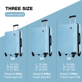 Hardshell Luggage Set,3 Piece Hardside Travel Suitcases Set with Spinner Wheel,Lightweight Carry-on luggage