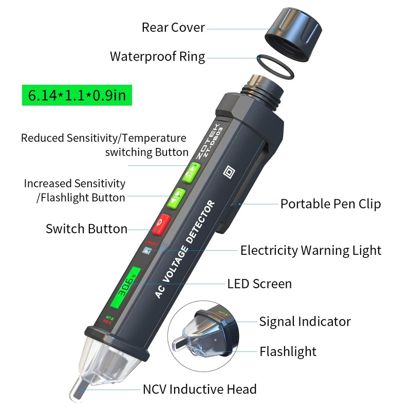 ZOYI ZT-DB03 AC Voltage Detector - Non-Contact Voltage Tester Pen,