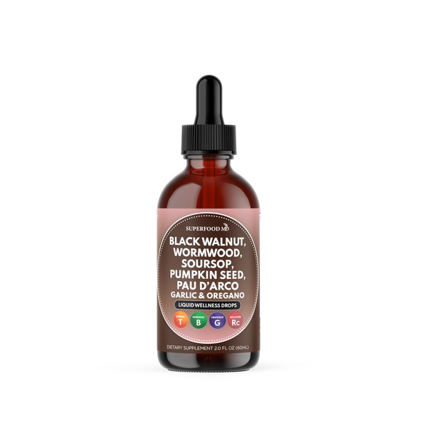 Wormwood Black Walnut Cleanse for Humans Drops Liquid Soursop Garlic
