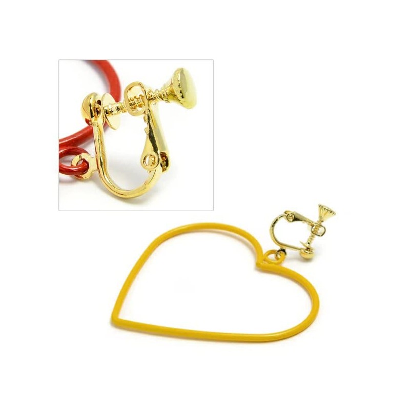 Paris Kids Earrings Heart Color Frame Red Pink Blue Yellow