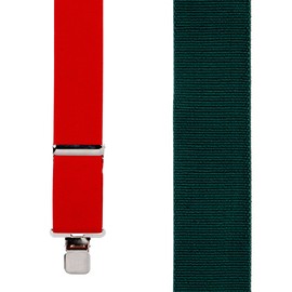 Suspender Store Novelty Red/Green Suspenders - 2 Inch Wide Elastic - X-Back - Gator Clip - 42" for 5'0" to 5'9" tall