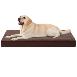 MIHIKK XL Dog Bed Waterproof Dog Beds Large Sized Dog Orthopedic Crate Bed with Removable Washable Cover Egg-Crate Foam Pet Pad Mat with Anti-Slip Bottom, 47 x 29 Inch, Brown