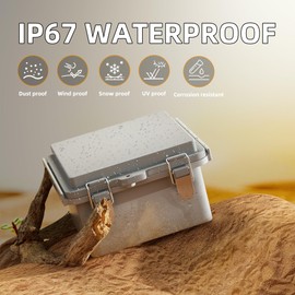 Joinfworld Outdoor Electrical Box Waterproof IP67 6X6 Plastic Project Box Enclosure Weatherproof for WiFi Electronics Solar Network Marine Outside with Stainless Steel Hinged