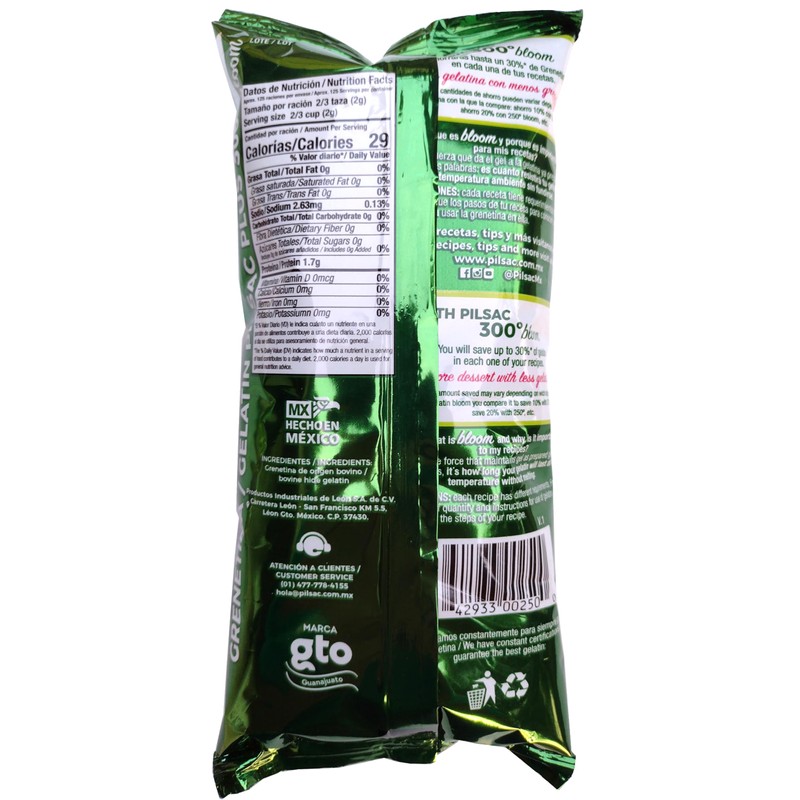 Pilsac Grenetina Plus 300 Bloom sin sabor - Polvo para