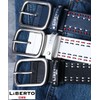 Liberto Edwin Men's Belt, Synthetic Leather, Square Buckle, Double Stitched,