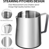 amachef 12oz Milk Frother Cup Steaming Pitcher, Coffee Machine Accessories,