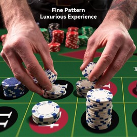 YUZPKRSI 70" x 35" Roulette Casino Mat, Roll-up Poker Mat for Table with Carrying Bag, Professional Poker Table Mat Layout, Non-Slip Rubber Poker Table Top Cover for Parties, Poker Game Night