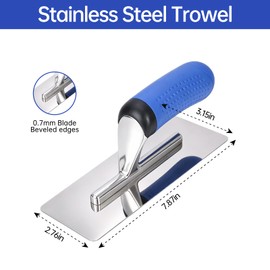 3 PCS Venetian Plaster Trowel Set – Polished Stainless Steel, 0.7mm Thick Stiff Blade with Beveled Edges & Round Corners, Lightweight Aluminum & Wood Handle for Plastering, Finishing & Burnishing