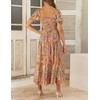 ZESICA Women's 2025 Summer Boho Floral Print Square Neck Ruffle