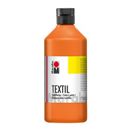 Marabu 17160075013 Textile Fabric Paint Water-Based for Light Fabrics Washable up to 60 °C Soft Grip Easy to Fix by Iron or Oven 500 ml Orange