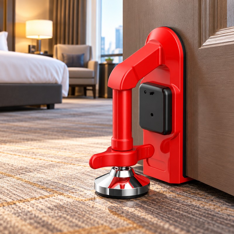 Portable Door Stop Alarm for Travel – Adjustable Metal Door