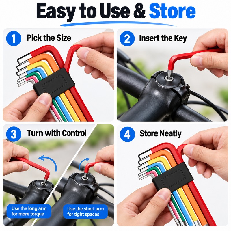 Bike Hex Key Set for Bicycle Repair – 7-Piece Color-Coded