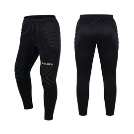 Kelme Men's Goalkeeper Pants with Protection Children Football Goalie Pants Youth Padded Long Sport(Black-Green, M)