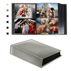 Rdylymx Photo Album 6x4 200 Landscape Pockets Photos, Leather Cover Picture Albums Holds 200 Horizontal Photos(Grey)