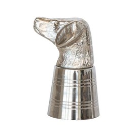 Creative Co-Op, Nickel 2 oz. Cast Aluminum and Stainless Steel Dog Head Jigger, Finish, 4” H