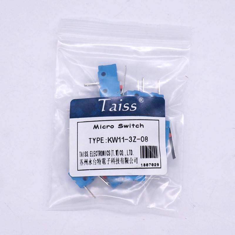Taiss 10pcs Micro Switch 250V 5A 2 Pin 1NO Handle